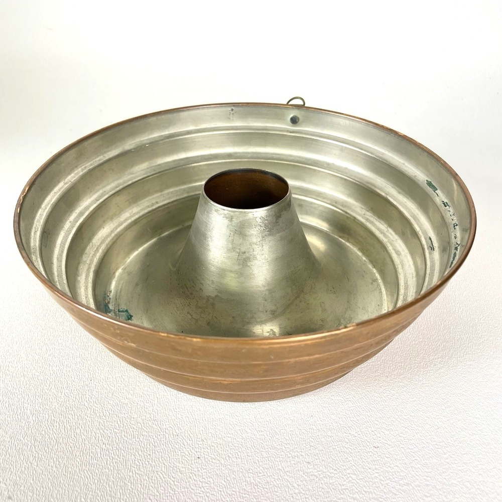 Vintage Copper Tube Cake Pan Wall Hanging Mold Rustic Farmhouse Decor